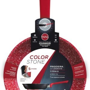 Euro Home – Frigideira 24 cm de Alumínio com Antiaderente ColorStone Titânio – ALU8303-TI