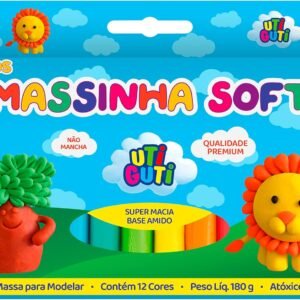 Utiguti Massa de Modelar Soft Estojo com 12 Cores 180G