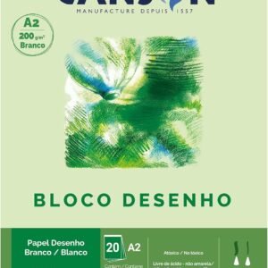 CANSON Tecnica, Papel para Desenho em Bloco, Gramatura 200 g/m², Tamanho A2, Cor Branco