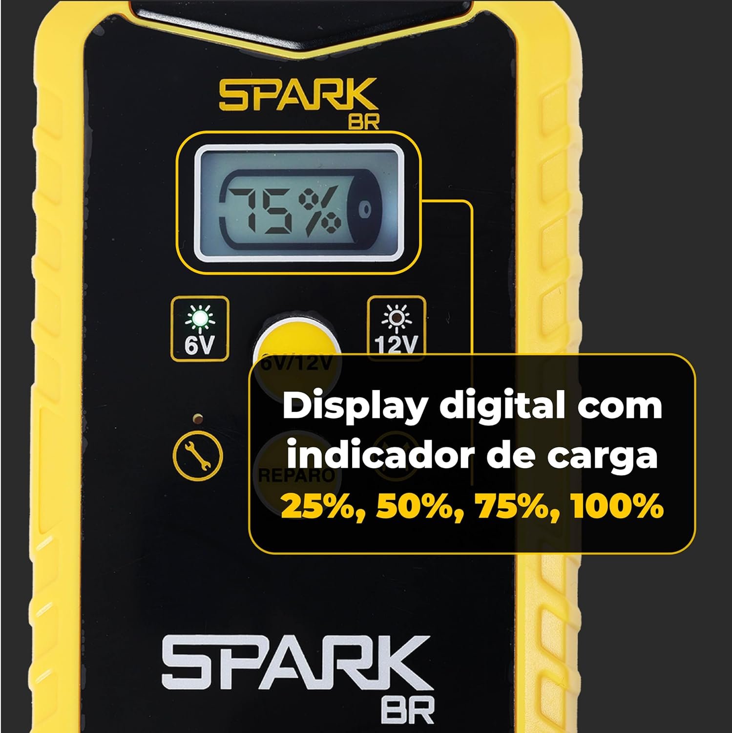 Carregador Automotivo Bateria Inteligente Portátil 6V/12V 150AH Display Digital Avançado Multifuncional Indicador Inteligente Spark BR Proteção Carro Moto Carregamento Automático Botão Reparo Bivolt - Imagem 7