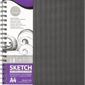 DALER ROWNEY Simply Sketchbook, Papel para Desenho em Caderneta, com Espiral, Tamanho A4, Gramatura 100g/m²