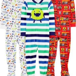 Macacão de dormir para bebês Pijama de algodão com pés justos Simple Joys by Carter’sMeninos