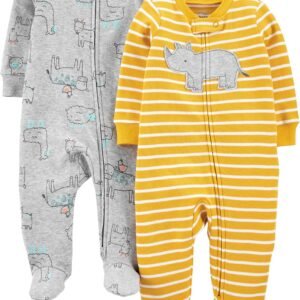 Macacão de dormir para bebês 2-pack 2-way Zip Cotton Footed Sleep and Play Simple Joys by Carter’sMeninos