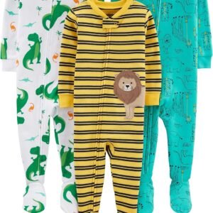 Macacão de dormir para bebês Pijama de algodão com pés justos Simple Joys by Carter’sMeninos