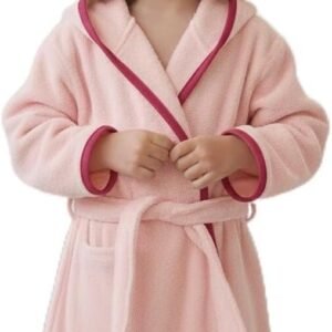 Roupão banho Praia Saída de Piscina Infantil Menina e Menino Poliéster Atoalhado c Capuz Manga Longa