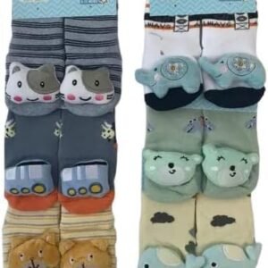 Kit 4 Pares Meia 3d Bebê Bichinho Infantil Inverno Menino algodão (12 a 24 meses)