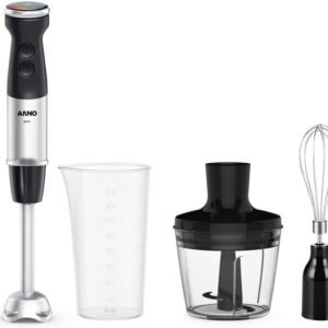 Mixer Misturador Arno Quick Chef+ MX41, 500W, Inox e Preto, 20 Velocidades, Painel Digital, Modo Silencioso e 3 Acessórios, 220V