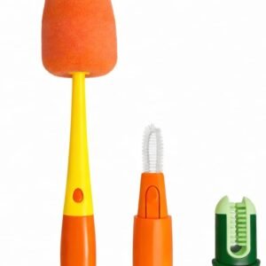 Escova de Limpeza 3 em 1 para Copos e Garrafas | Esponja + Escova de Detalhe | Limpa Cantos Difíceis | Ideal para Garrafas, Canecas, Mamadeiras