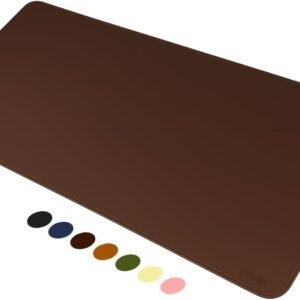 Mouse Pad Desk Pad Couse em Couro Ecológico 90x40cm + Porta-Copos Premium (Café)