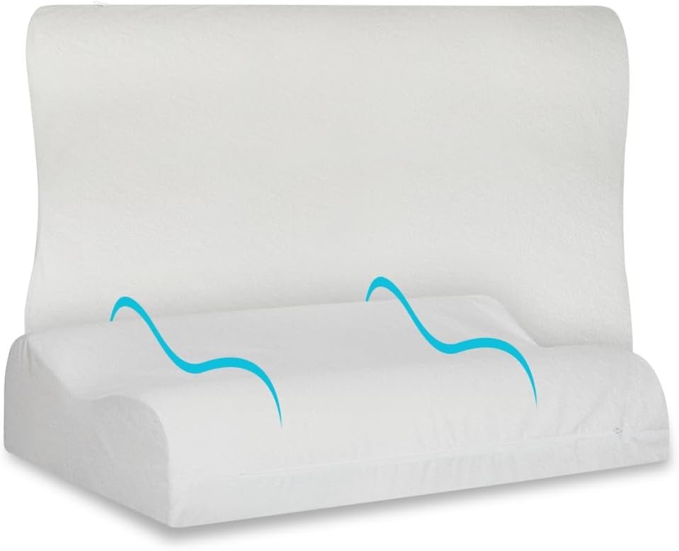 Nap Travesseiro Nasa Ortopédico Cervical D40 12/10cm de altura Suporte ergonômico com tratamento Alergo Free Anti ácaro, anti fungo e anti bactéria para fronhas 50x70cm - Bege - Imagem 5