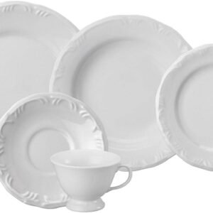 Porcelana Schmidt Serviço de Jantar e Chá 20 peças Relevo Pomerode Branco