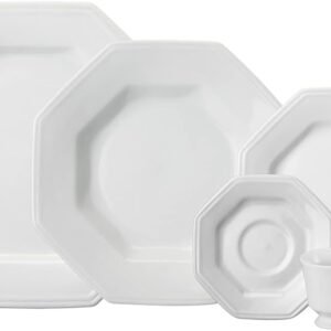 Serviço de Jantar e Chá em Porcelana, 20 Peças, Modelo Octogonal Prisma, Branco, Porcelana Schmidt