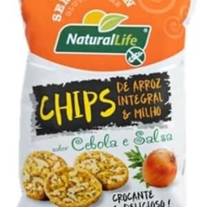 Chips de Arroz Integral e Milho – Sabor Cebola e Salsa – Sem Glúten – Caixa com 12 unidades – Cada unidade pesa 70g – Kodilar