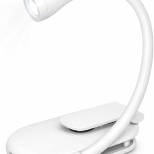Luz de Leitura Para Livro Luminária de Livros Com Clips, LED Quente Neutra Fria – Ideal para Estudar ou Ler a Noite – Recarregável USB (BRANCO)