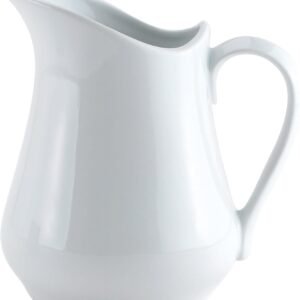 HIC Jarro de creme com alça, porcelana branca fina, 473 ml