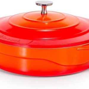 LE COOK Caçarola Baixa 24cm Cerâmica Indução Antiaderente Premium – Alumínio de Alta Densidade, Revestimento Saudável Livre de PFOA, Cozimento Uniforme e Elegância Gourmet