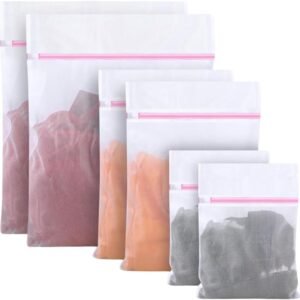 Kit 6 Sacos Para Lavar Roupa Máquina De Lavar Saquinho Para Roupas Delicadas Protetor Roupa Íntima Sutiã Bolsa De Malha Tamanho P, M, G | Premium MyBrins