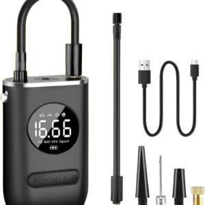 Calibrador Digital Compressor Bomba De Ar Portátil com Lanterna LED para Encher Pneus de Carro, Moto, Bicicleta, Bike, Bola e Piscina Inflável Premium