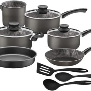 Jogo de Panelas Tramontina Paris em Alumínio com Revestimento Interno e Externo Antiaderente Starflon Max Chumbo 9 Peças