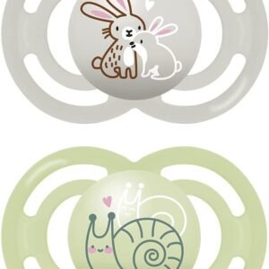 MAM Baby Kit Com 2 Chupetas Perfect Com Bico Extrafino Silicone SkinSoft para Crianças 6+ Meses Com Caixa Esterilizadora, Neutra