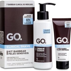 Kit Barbear pele sensíveis, clinical, creme e pós-barba cicatrizante, anti foliculite, pelo encravado, irritação, Go Man
