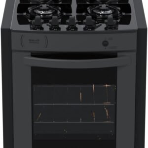 Fogao de Embutir 4 Bocas Venax Gaudi Prisma Vitreo Bl Grafite Gas Glp