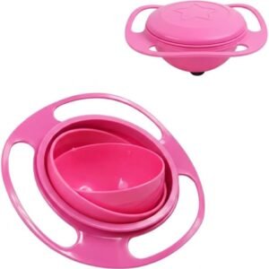 Tigela Giratória Antiderramamento para Bebês. Pote Infantil 360° que Não Derruba Alimentos. Ideal para Lanches (Rosa)