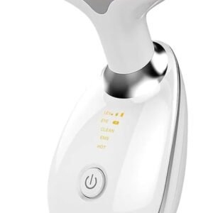 Massageador Facial LED com 7 Cores, Vibração e Fototerapia, Tratamento Lifting Anti-Idade com EMS e Aquecimento, Anti Rugas, Tira Papada (branco)