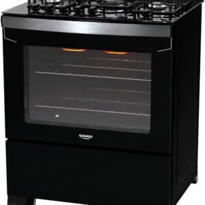 Fogão 5 Bocas Preto com Frente em Vidro Preto e Timer Digital Dako Diplomata Grill Bivolt