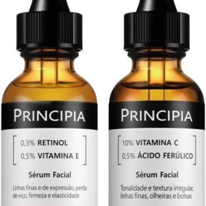 Principia Kit Skincare Tratamento facial, Sérum Retinol 0,3% + Vitamina E – Rn-0,3 + Sérum Vitamina C-10