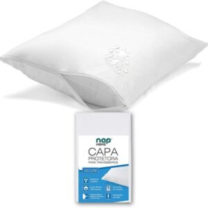 Nap Capa Protetora de Travesseiro Não faz ruído Percal 200 Fios 100% algodão Repelente à água 50x70cm – Branco