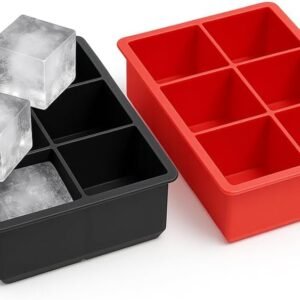 Kit 2 Forma De Gelo Silicone Cubo Grande 6 Cubos Drink Whisky (cores variadas) Flexível – Cubos Ideal Para Bebidas Frutas Doces