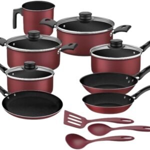 Jogo de Panelas Tramontina Turim em Alumínio com Revestimento Interno e Externo em Antiaderente Starflon Max Vermelho 11 Peças Jogo de Panelas Tramontina Turim em Alumínio com Revestimento Interno e Externo em Antiaderente Starflon Max Vermelho 11 Peças
