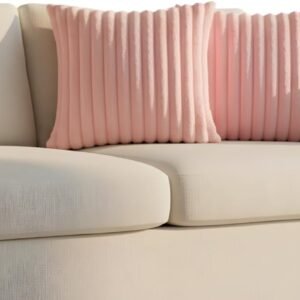 Capa de Almofada, Kit com 2 Capas Decorativas em Pelúcia, Luxuoso, Toque Suave, Desenhos em Relevo, Sala Organizada – Casa e Decoração (Rosa Claro)