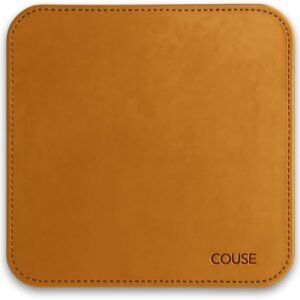 MousePad Desk Pad em Couro Ecologico Premium 20x20cm Couse (Caramelo)