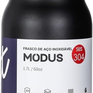 MODUS Garrafa Térmica De Grande Capacidade Em Aço Inoxidável Com Canudo 1700ML (Preto)