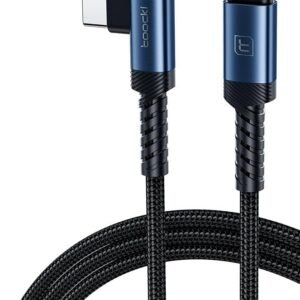 Cabo Toocki Elbow 90 Graus USB C 60W 6A com Carregamento Super Rápido – Compatível com Android, IPhone 15 e MacBook (Azul, 6 Metros)