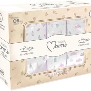 Papi Textil Fralda Luxo Mami c/Bainha Estampada 68x68cm Caixa Contém 05 Un