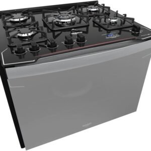 Fogão de Embutir 5 Bocas Preto com Frente Espelhada e Timer Digital Dako Diplomata Grill Style Bivolt