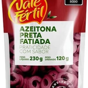Azeitona Preta em Conserva Fatiada Vale Fértil Sachê 120g, Pequeno