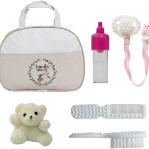 Bolsa Maternidade Bege c Pentinho + Chupeta p Boneca Reborn