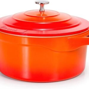 LE COOK Panela Caçarola Premier Revestimento Cerâmica Antiaderente 24cm Laranja Alta Performance Alças com Silicone Tampa Inox Vai ao Forno Fogão e Forno 4,5L