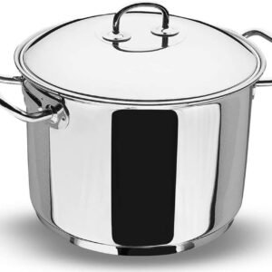 Caldeirão Tramontina Professional em Aço Inox Fundo Triplo com Tampa Plana Detalhe Satinado 28 cm 11,9 L