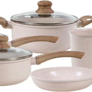 Jogo de Panelas de Alumínio Revestimento Cerâmico com Antiaderente Ecoglide Tuut Vanilla 5 peças