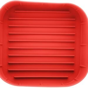 LYOR – Forma Quadrada de Silicone para Air Fryer Vermelha 20cm x 7cm