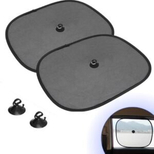 Kit com 2 Protetores Solar Para Carro Universal Com Ventosas Malha Respirável Redução de Exposição Solar e Raios UV Protetor De Sol Para Janelas De Carro