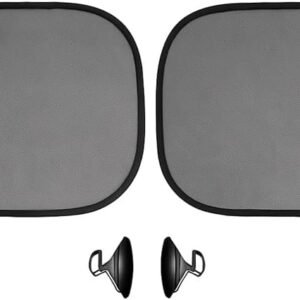 Kit 2 Peças, Protetor Solar de Janela Lateral de Carro, Dobrável, com Ventosas, 44 x 37 cm, Preto