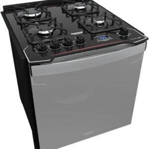 Fogão de Embutir 4 Bocas Preto com Frente Espelhada e Timer Digital Dako Diplomata Grill Style Bivolt