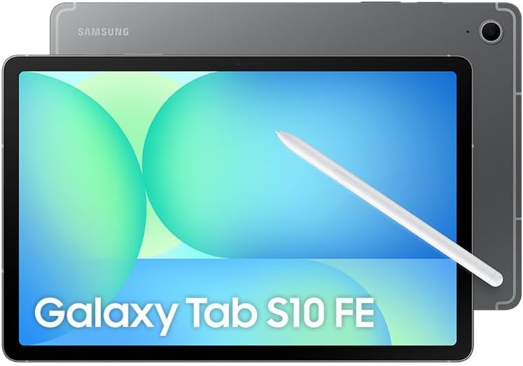 Tablet Samsung Galaxy Tab S10 FE 5G, Cinza, 128GB, 8GB RAM, Tela Imersiva de 10.9" 90Hz, Camera Traseira de 13MP, Câmera Frontal de 12MP Ultra Wide, Wifi 6, IP68, Android 15