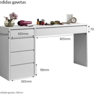 Escrivaninha 5 Gavetas Berlim Mavaular Branco